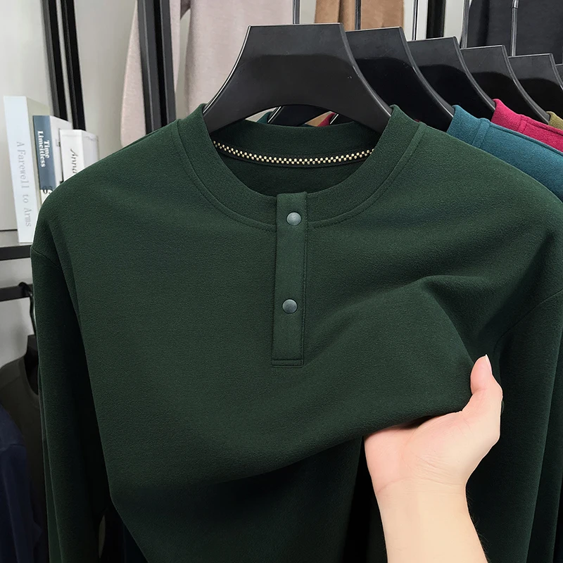 Thermal Long John - Mens Loose Fit Henley Pullover Crew