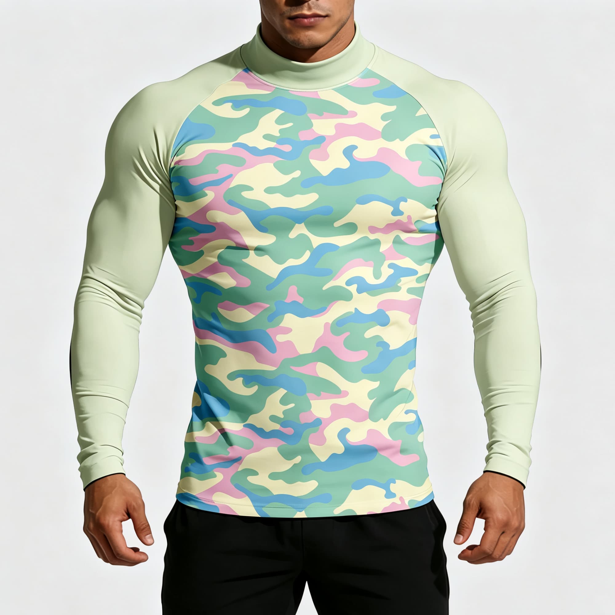 Men Pastel Camouflage Print Mo - Base Layer Top recension och pris